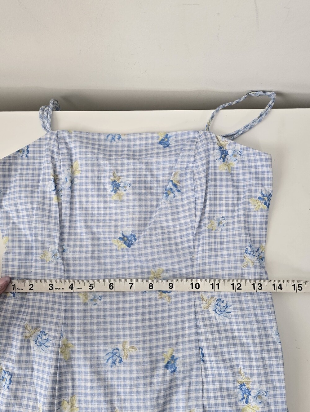 Majorelle Pearson Mini Dress Linen Blend Polly Gingham Print S Floral - Picture 10 of 14